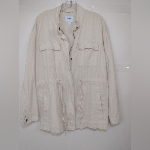 Old Navy Women's Linen Blend  Safari Jacket Size (L) - Picture 1 of 14